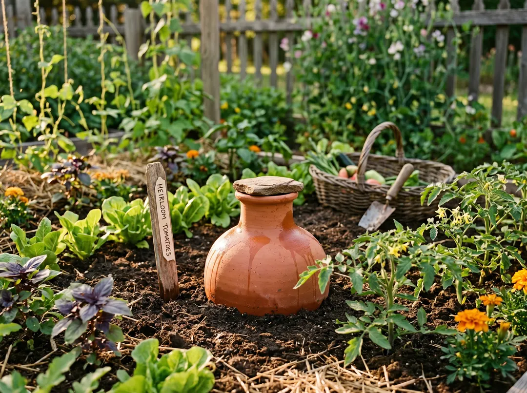 Oya en terre cuite enterrée au potager