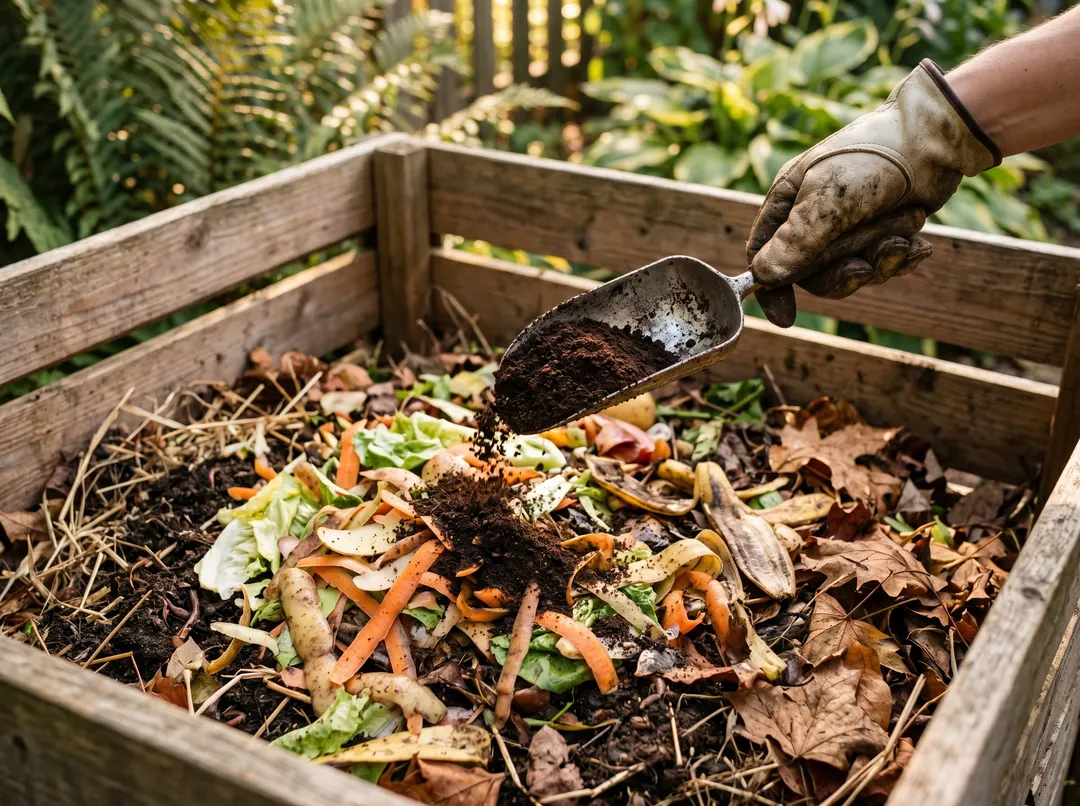 Marc de café ajouté au compost
