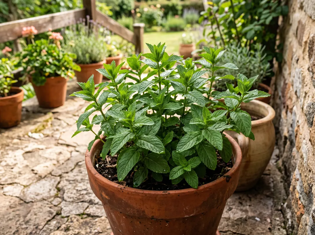 Menthe en pot (contenue)