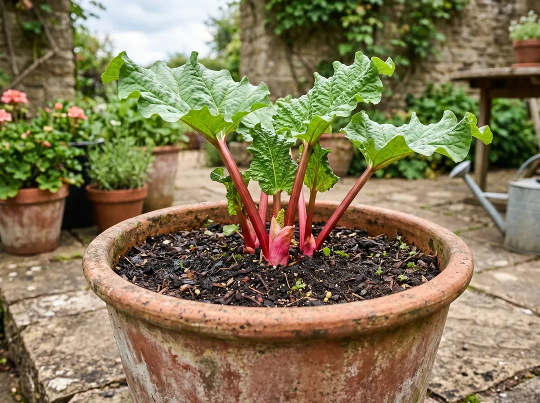 Rhubarbe en pot